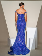 Sweetheart Split Blue Sequin Mermaid Dress